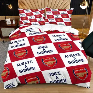 Arsenal Football Club Themed Duvet Cover Set,Suitable for Bedroom Bedding Decoration for Boys,Teenagers and Adults,The Perfect Gift for Football Fans,Including 1 Duvet Cover and 1 Or 2 Pillowcases (Excluding Quilt and Pillow Inserts)
