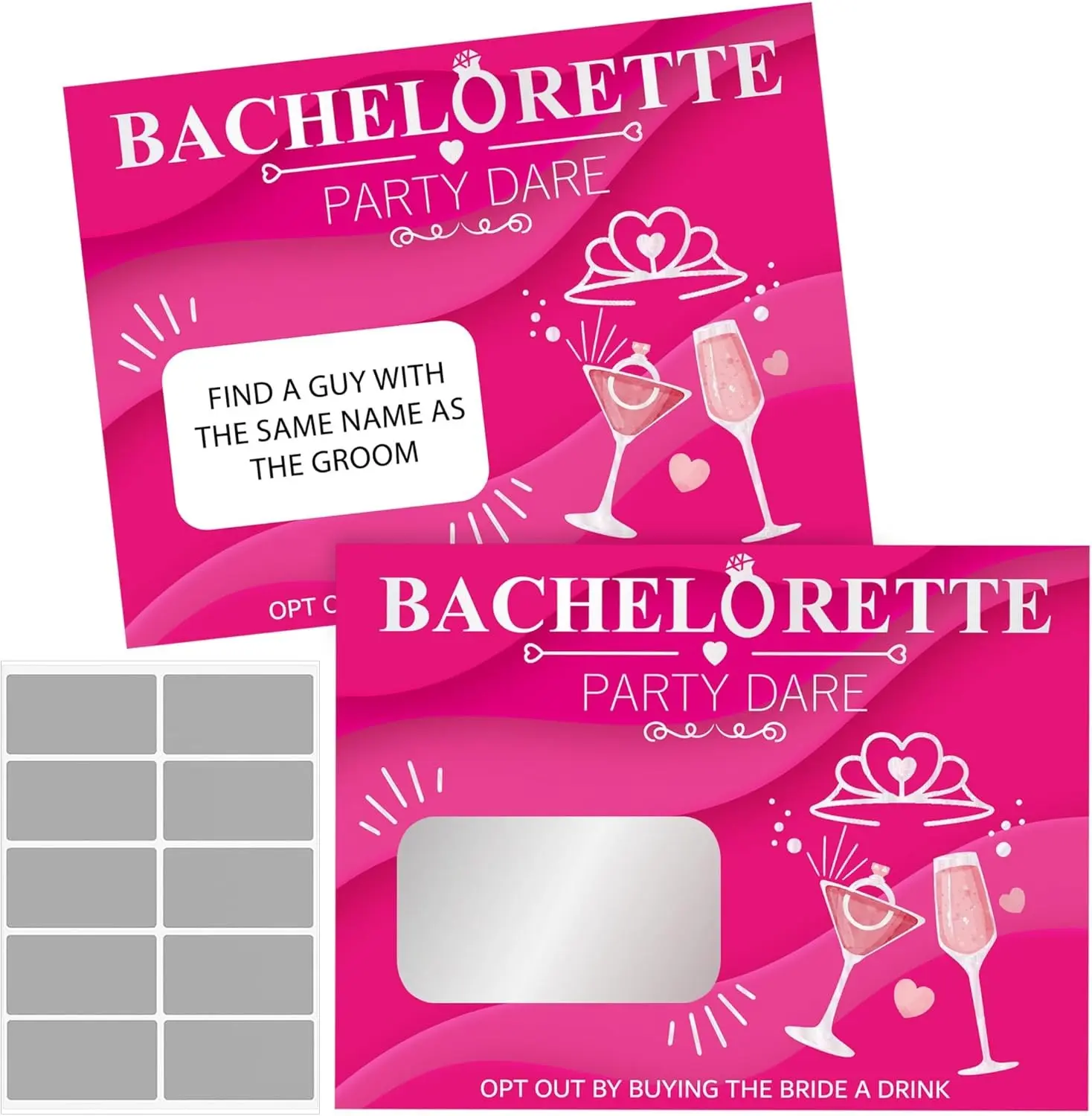 25Pcs Bachelorette Party Scratch Off Dare Game Cards with DIY Film Stickers for Girls Night Wedding Engagement Party