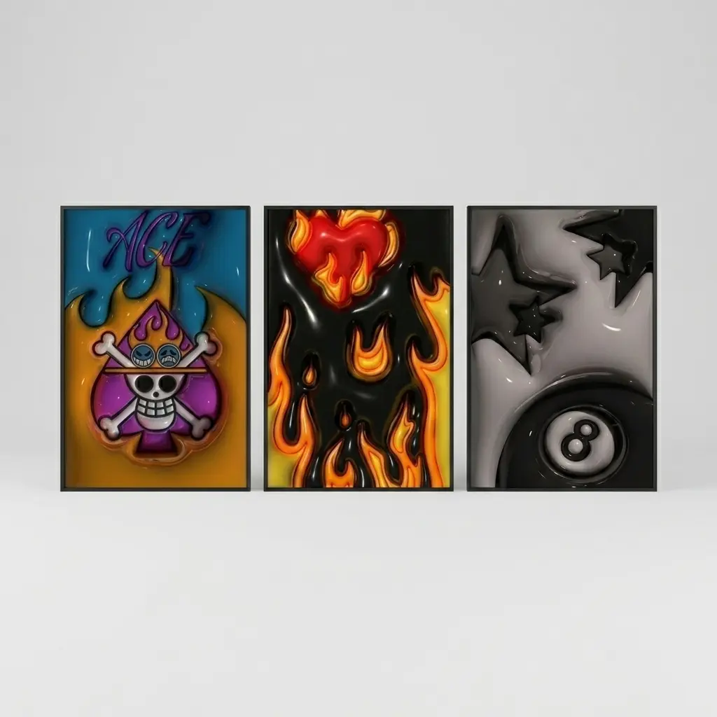KAWS Wall Art Set of 3 Trendy Urban Room Decor prints poster #143 Modern Abstract Art Decoration