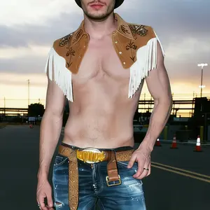 INCERUN Men Spring/Summer Fashion Deconstructed Shirt with Fringe Embroidery