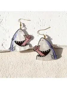 Fun and Cute Acrylic Pendant, Dangle Earrings with Shark Head, Suitable for Women, Perfect for Christmas, Halloween, Beach Parties & Holiday Gifts, Beach Accessories, Playful Design, Durable Earrings, Shark Earrings