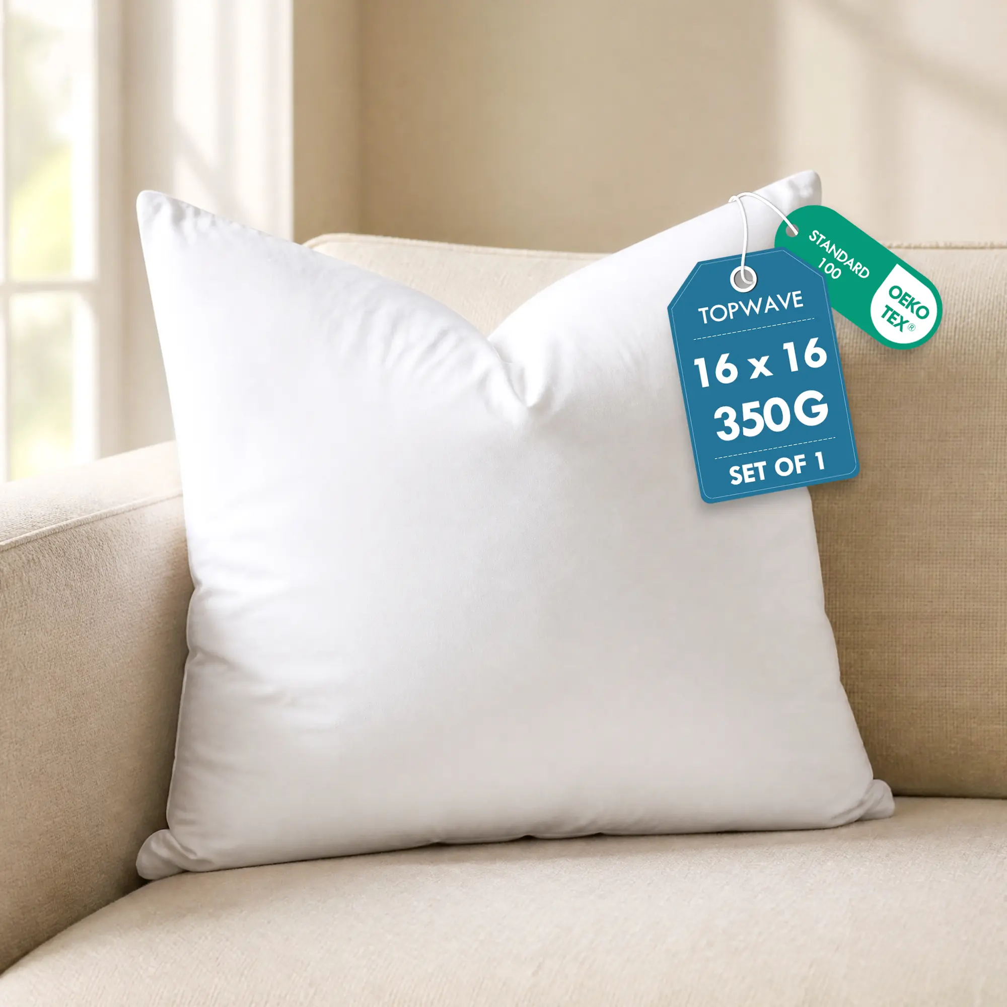 TOPWAVE Fluffy Throw Pillow Insert, High-Rebound Hypoallergenic Cushion Insert for Sofa, Couch, 1/2 Pack