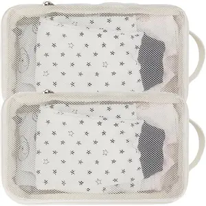 Baby Diaper Bag Organizer Pouches - 2 Pack Waterproof Pod Hanging Diaper Bag Mesh Bag Reusable, Washable or Baby Cloth Diapers (White)