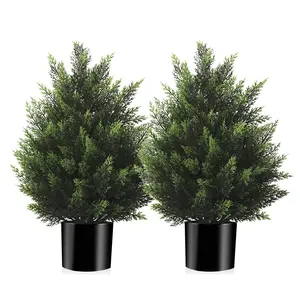 2ft Artificial Evergreen Cedar Trees - Realistic Fake Plants for Indoor Outdoor Decor(2 Pack ) aesthetic decor