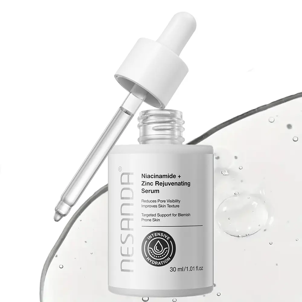 Niacinamide & Zinc Rejuvenating Face Serum, 30 ml - Hyaluronic Acid Formula for Acne-Prone Skin, Hydrate, Boost Moisture, Shrink Pores, Brighten, Control Oil, Soothe