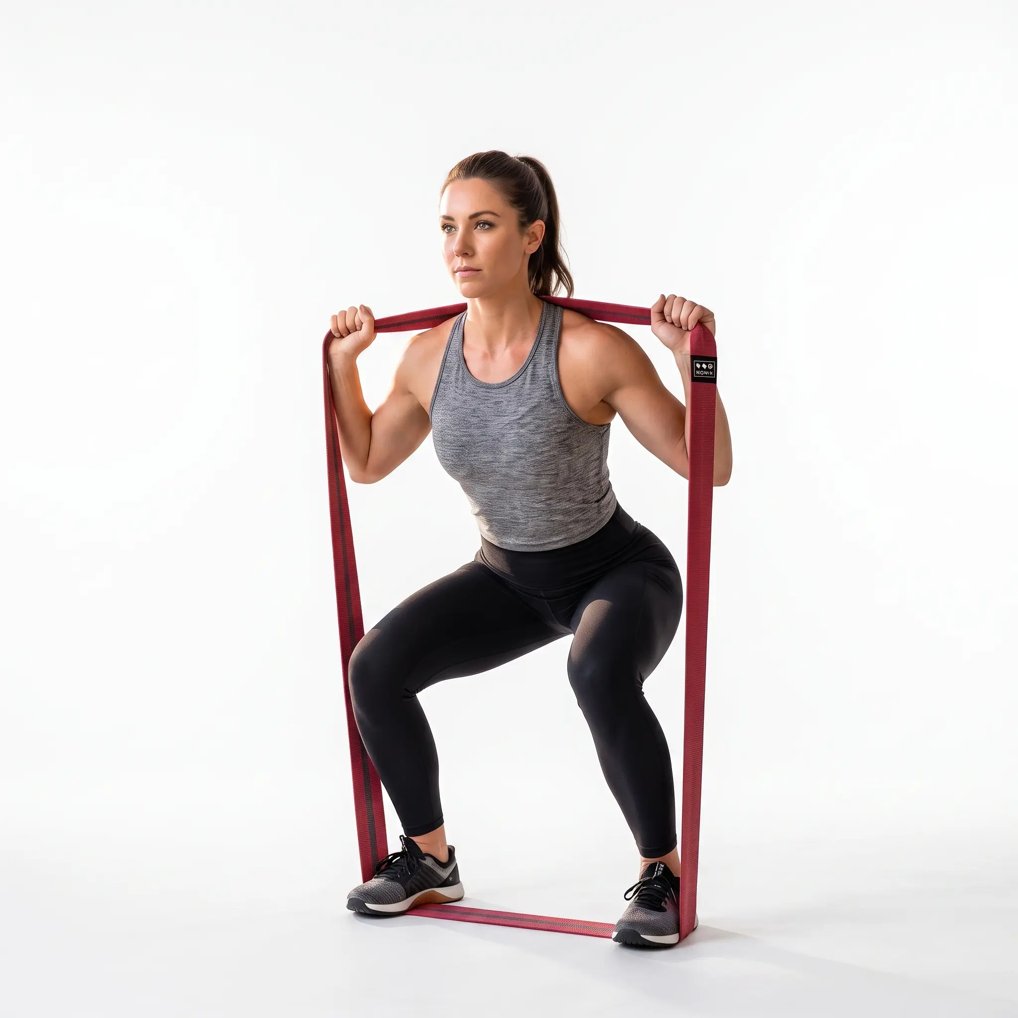 Heavy Duty Long Fabric Resistance Band (49Lbs, 200cm) - Non-Slip Knitted Workout Band for Pull Up Assistance, Full Body Strength Training, Stretching & Home Gym flexibility Exercises - Deep Red home workout band ankle leg