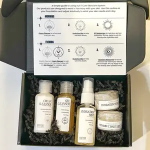 The Core 5 Skincare Mini Kit - Complete 5-Step Routine with Cream Cleanser, Gel Cleanser, Hydration Mist, and Vitamin C Daily Serum