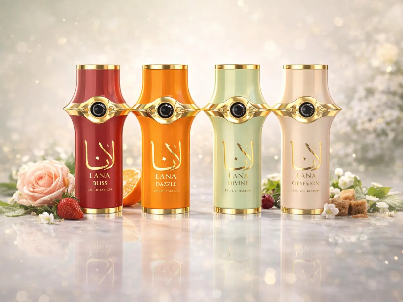 Camara Lana Collection Women Eau de Parfum 4-Piece Set (Bliss, Dazzle, Divine, Obsession) – 100ml Each – Luxury Arabic Perfume Gift Set