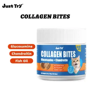 Just Try 300 Bites Collagen Bites For Cats - With Glucosamine & Chondroitin, Collagen Supplements for Joint Health - Chicken Flavor - Cat Supplements 6.35 oz
