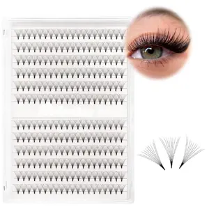 12 Rows Large Tray 10D Premade Fans Volume Eye Lashes Extensions 0.07mm D Curl Short Stem Natural Long Individual False Eyelashes 16mm Length