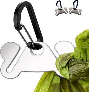 2PCS Stainless Steel Heavy-Duty Dog Poop Bag Holder, Clip-On Waste Dispenser Carrier with Convenient Carry & Hands-Free Design