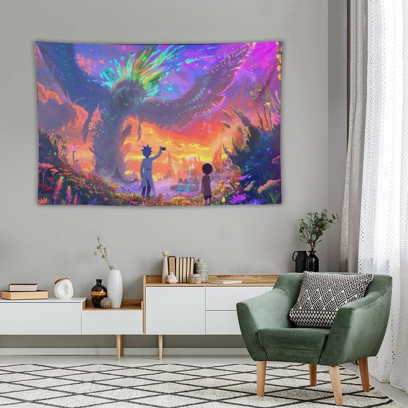 Rick and Morty wall tapestry poster for college dorm cave bedroom living room office party decoration gift
