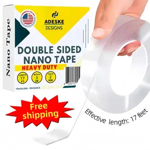 (Effective length: 17 feet) traceless tape, nano double-sided tape, transparent double-sided tape, heavy-duty mounting tape, wall-mounted decorative poster double-sided tape Strong Adhesive