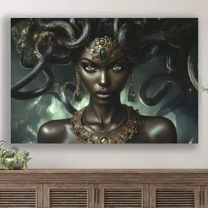 Framed  Black Medusa Canvas Poster Decorative Poster Greek Mythology Wall Art Room Decor For Bedroom Gift Home Office Decorations Poster