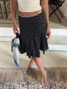 women's all over polka dot print mermaid skirt, casual drop waist skirt for daily wear, ladies fall & winter bottoms
