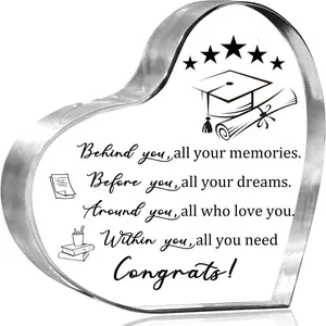 Graduation Gifts for Her/Him 2025 Inspirational Grad Heart Acrylic Keepsake Sign,College High School Graduation Gifts,Graduations Party Decorations Favors, Acrylic Plaque
