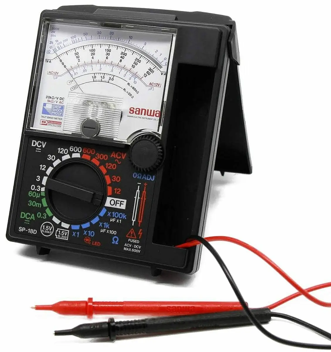 212 MAIN Sanwa Analog Multimeter with Built-In Case, Low-V Circuits Voltage Tester, Fuse Protected Shockproof Car Battery Tester, Automotive Diagnostic Battery Checker