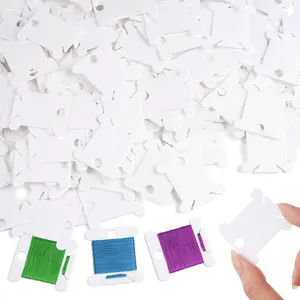 200 PCS Embroidery Floss Bobbins, Plastic Embroidery Floss Organizer, White Sewing Machine Bobbin for Cross Stitch, Thread Holder Sewing Storage for Sewing Thread, Needlework Supplies