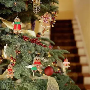 Christmas Gingerbread Man Ornaments (Assorted Styles), Durable Holiday Decor with Hanging Rope, Festive Gingerbread Doll Ornaments for Christmas Tree Wreath Home Decoration