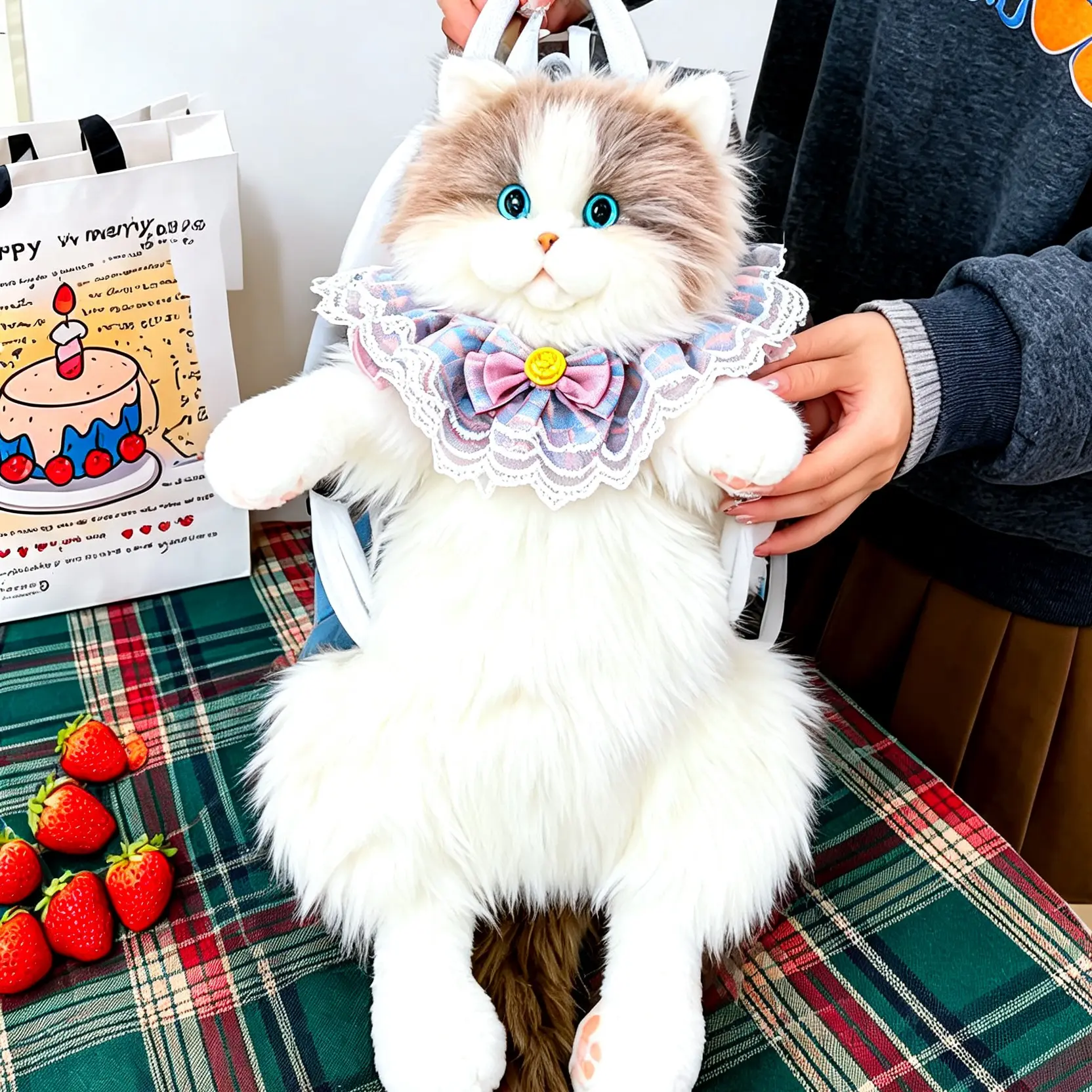 Cute 3D Cat Backpack for Girls, Kawaii Cartoon Cat School Bag, Lightweight Casual Daypack for Student Daily Travel Gift