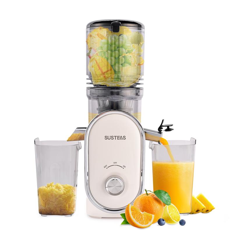 SUSTEAS Cold Press Juicer Large Inlet 5.3" Feed Chute Slow Masticator High Yield 98% Juice Extractor Easy Clean Portable Blender for Whole Fruit Juicing