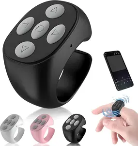 Fingertip Wireless Bluetooth Remote Control, Scrolling Ring Bluetooth Page Turner for Cooking, Yoga, or Running, for Short Video Music, Compatible with iPhone & Android, Charcoal