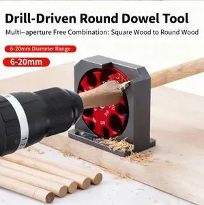 Aluminum adjustable 9-hole 5-20 round hole wooden tenon fixture, woodworking tenon rod manufacturing tool, suitable for electric drill milling - manual operation, no need for electricity