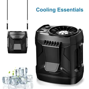 AKLLCCR Personal Portable Waist Fan with Double Clips & LED Emergency Light & Lanyard, Four-speed Wind Speed Adjustable,Extremely Fast Cooling, Suitable for Outdoor, Construction site, Office, Makeup