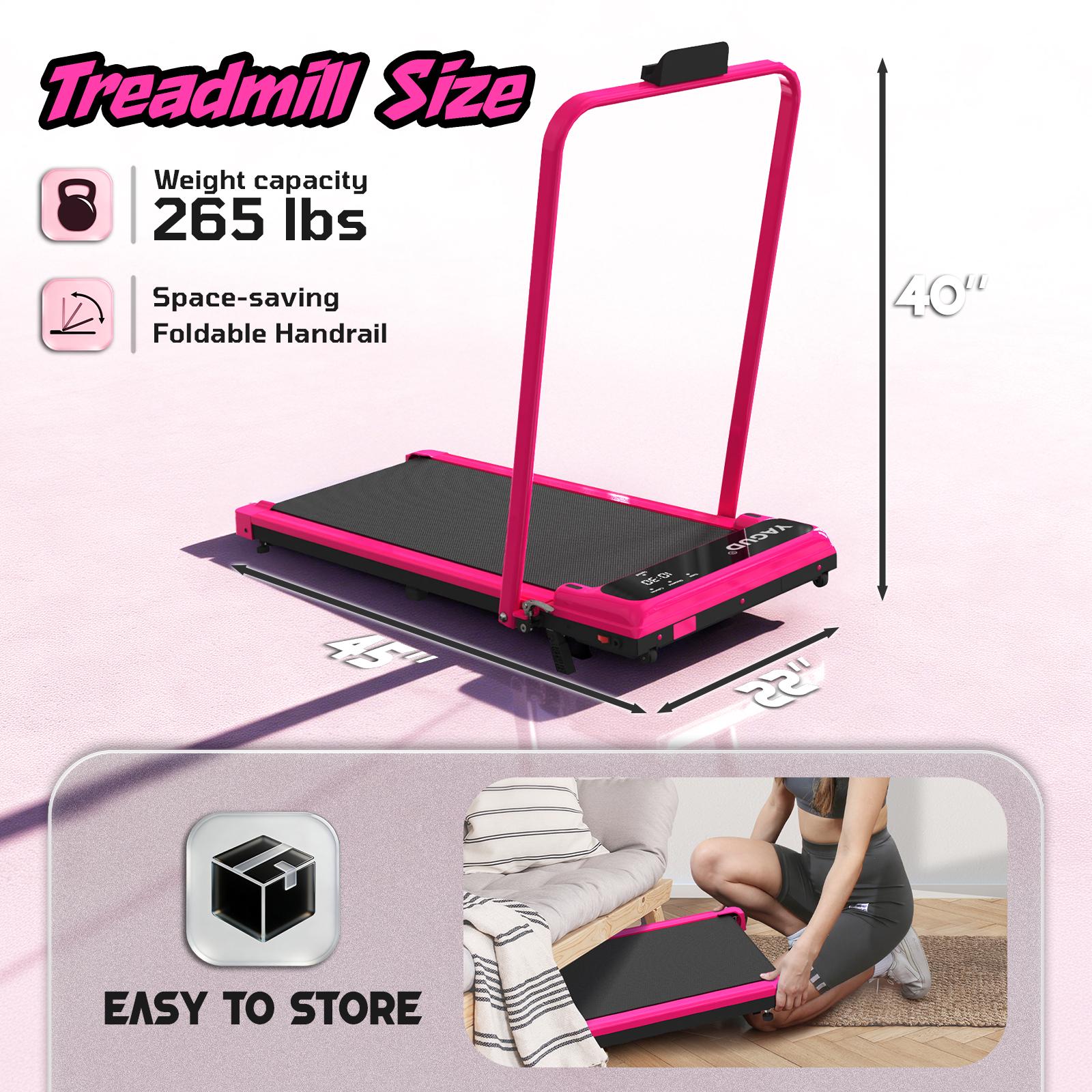 Yagud Treadmill with Incline, Walking Pad with Handle Bar, 265lbs Walking Pad, Portable Folding Walking Treadmills for Home/Office with Low Noise