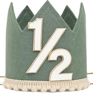 Classic Half Birthday Crown Hat, 1pc 1/2 Year Old Party Decoration, Unisex Photo Prop, Six Months Birthday Celebration, Party Birthdays Decor, Party Supplies