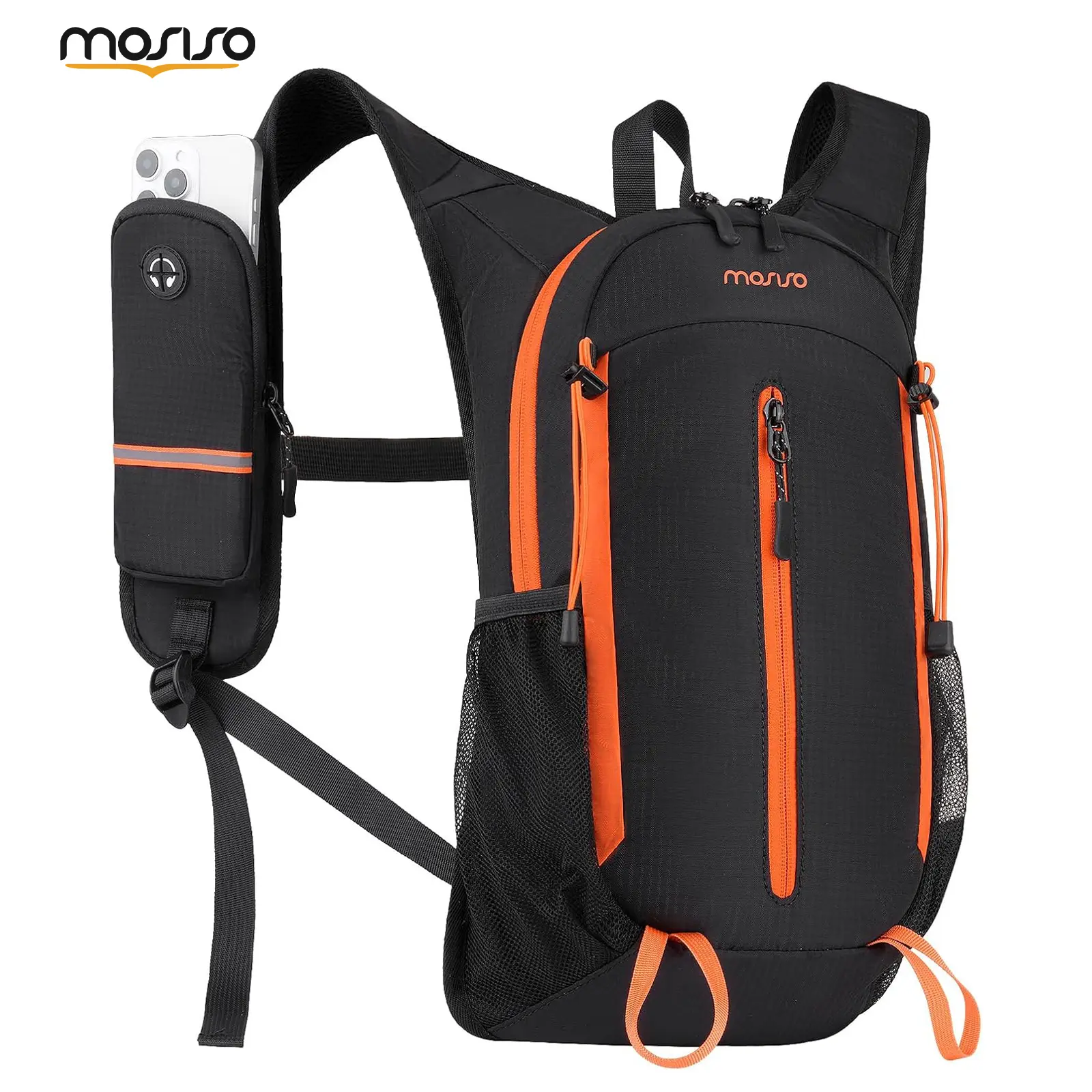 MOSISO 12L Foldable Hiking Backpack for Women Men, Lightweight Packable Daypack with Shoulder Phone Pocket, Front Zipper Pocket and Chest Strap, Water-Resistant Travel Backpack for Hiking, Cycling, Camping and Running
