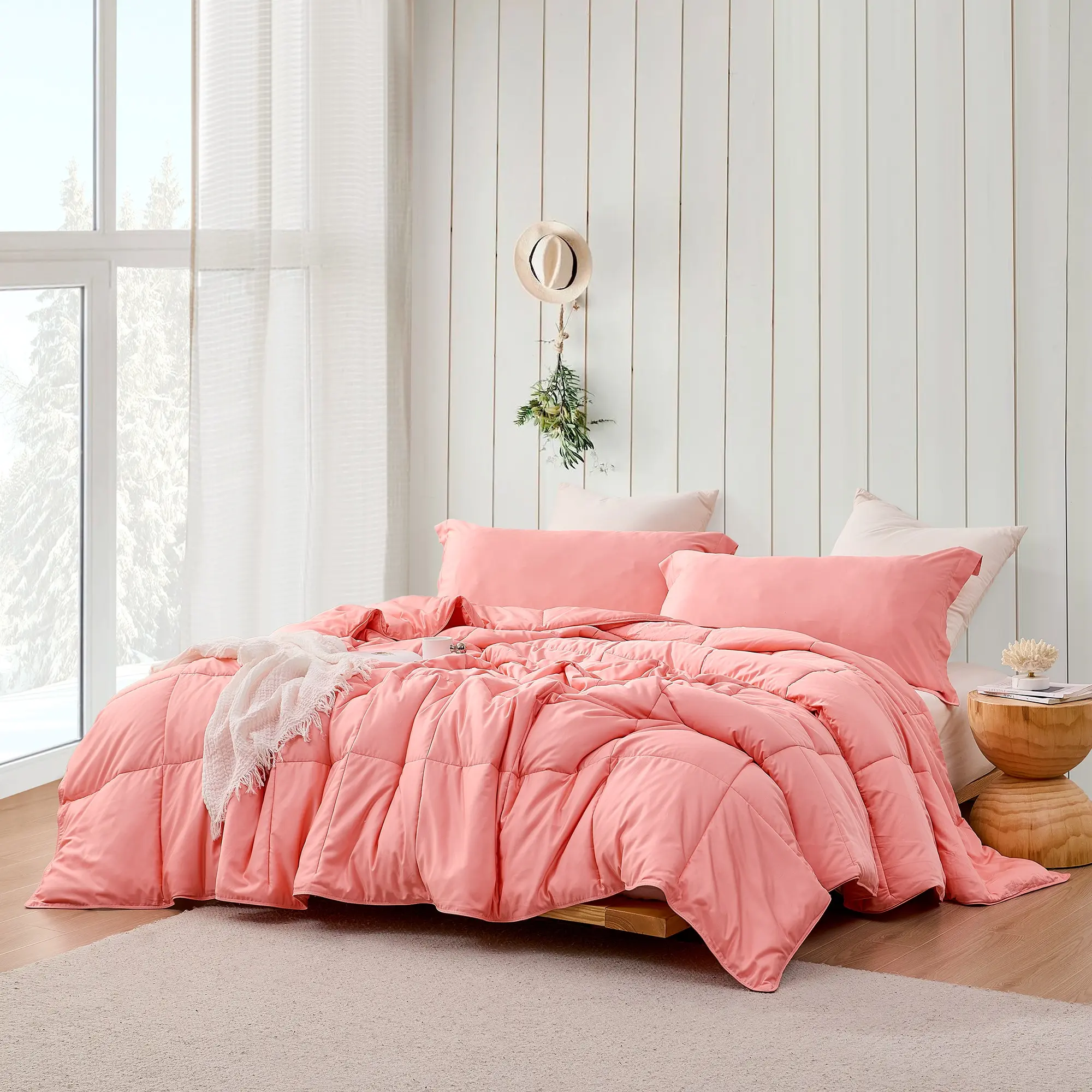 Snorze Summer Cloud Comforter - Coma Inducer Ultra Cozy Bamboo - Oversized Comforter in Peaches N Cream