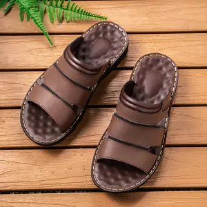 Men's casual slippers，New summer fashion black sandals，Black, brown men's sandals Fathersdaygift Walking Shoes