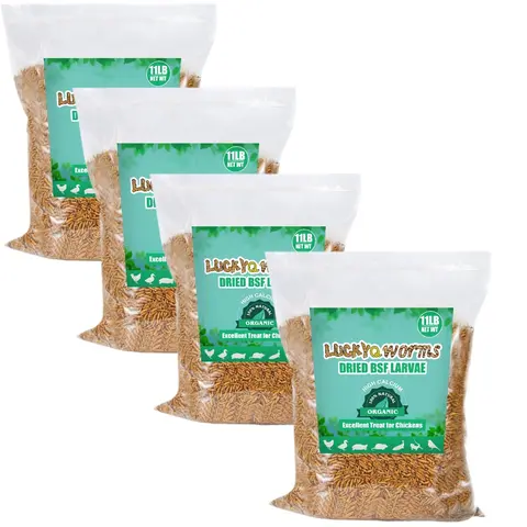 LuckyQworms 44 lbs Dried Black Soldier Fly Larvae Mealworms for Chickens Birds Bluebirds Hamsters Turtles Fish Hedgehogs High Protein Omega-3 Fatty Acids Pet Food for Poultry Reptile Rodent Daily Treats