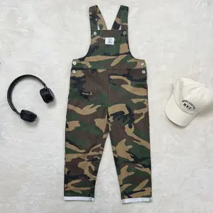 Ready Stock 4-7Y Kid Boys Clothes Camo Pattern Woven Label Pocket Suspender Pants 12412022