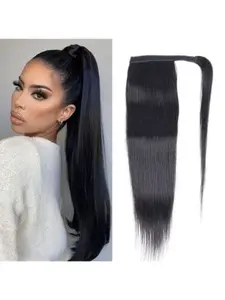 [Upgraded Version, Straight Half Wig] Three-in-one High-Quality Straight Human Hair Half Wig | Glue-free application, convenient and quick, drawstring ponytail, high-density headband wig - Natural Color Glueless Human Hair