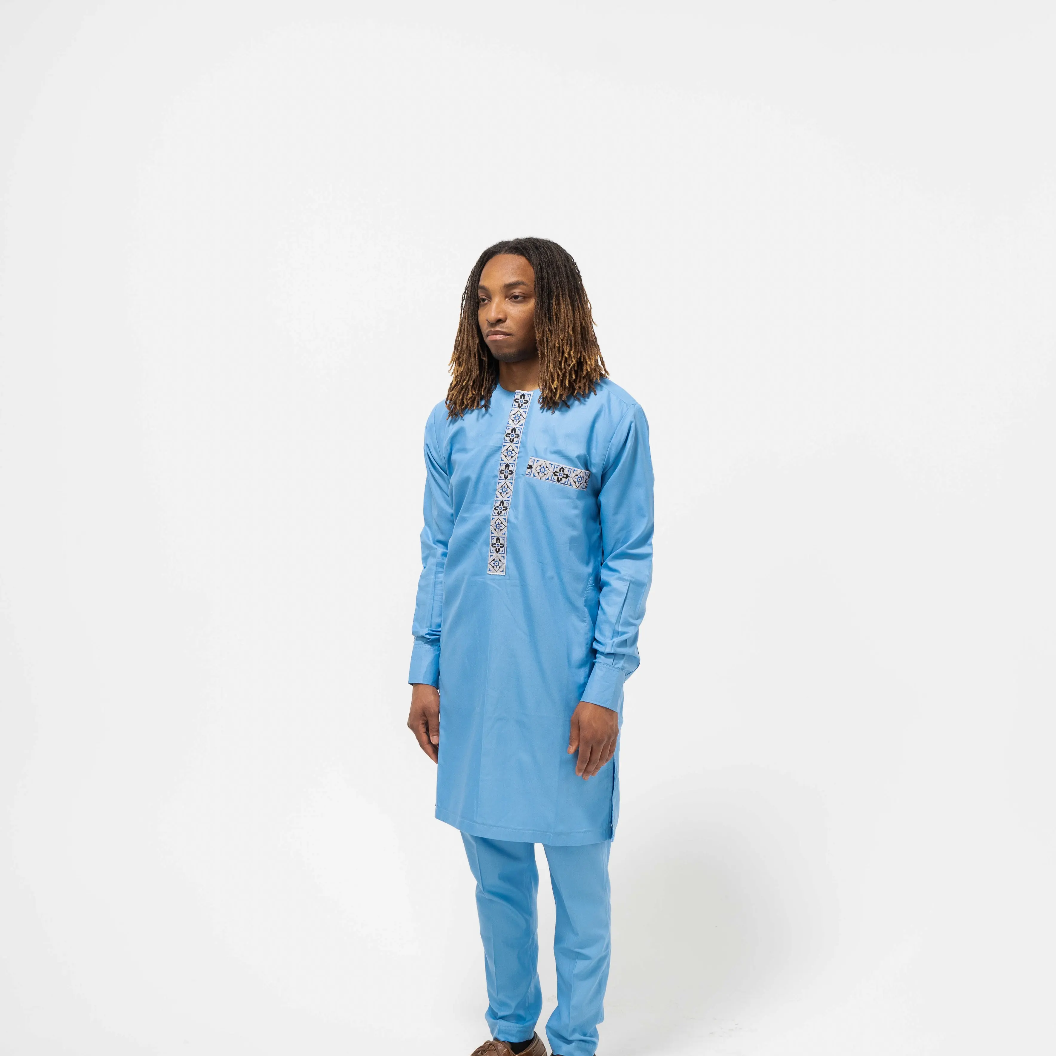 ND Embroidered Boubou in blue (2pc)