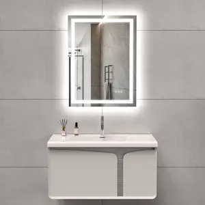 LED Bathroom Mirror Lights 24x32 Inch Front Lighted Vanity Mirror, Wall Mounted Anti-Fog Dimmable LED Makeup Mirror, IP54 3K-6K Warm/Natural/Daylight, Tempered Glass (Horizontal/Vertical) UL Listed