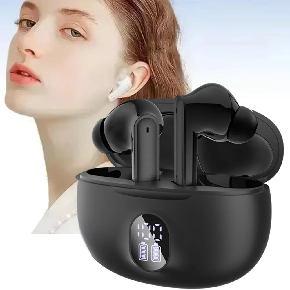TEMPOMIND TWS Wireless In-Ear Electronic Headset, Bluetooth-Compatible Earbuds for Hiking, Running, Compatible with Cells, Not Water Resistant