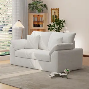 COLAMY Cloud Loveseat Sofa, Boneless Modern 2-Seater Couch with 4 Throw Pillows, Mid Century No Assembly Sofa for Small Living Room Apartment