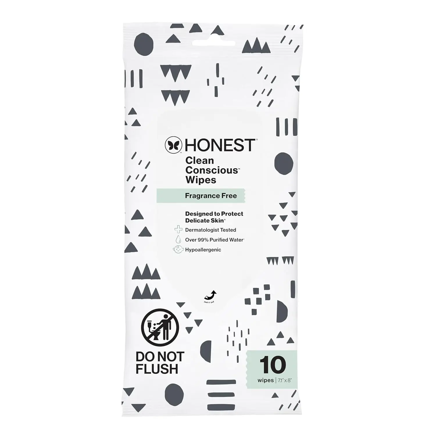 Fragrance-Free Hypoallergenic Multi-Use Baby Wipes for Sensitive Baby Skin, Pattern Play Design, 10 Count