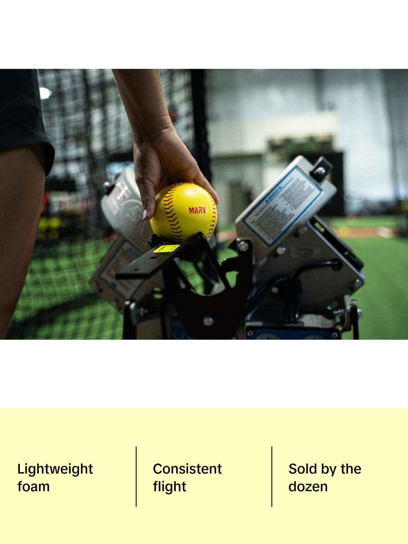 SOFTBALL FOAM (SUNKEN SEAMS) PITCHING MACHINE BALLS