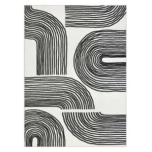 Washable Abstract Area Rug, Ultra Thin Non-Slip Carpet with Mark Resistant Surface for Living Room, Bedroom, Dining Room & Office Modern Floor Decor