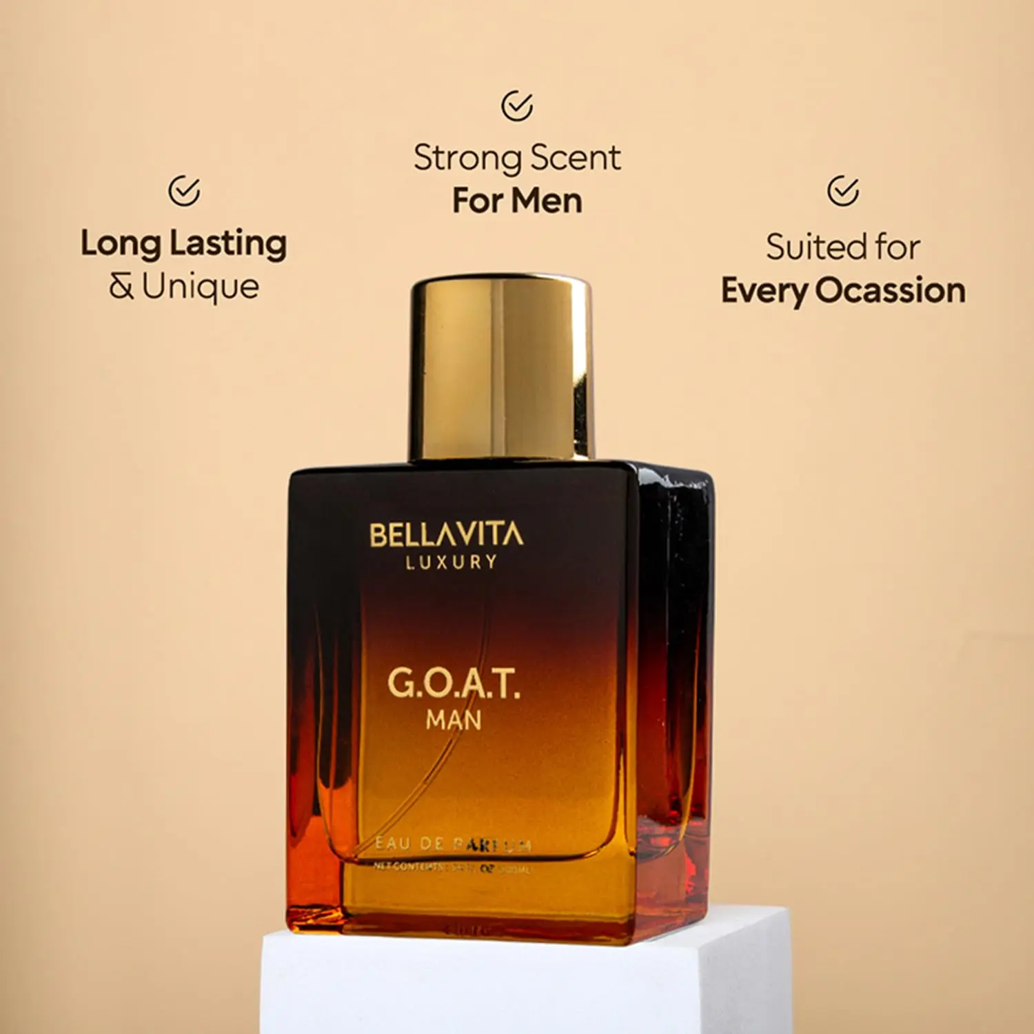 Bellavita Luxury G.O.A.T. Eau de Parfum | 100 ml (3.4 fl.oz.) | Perfume for Men | Citrus, Bergamot, Patchouli, and Vetiver Notes | Long Lasting Men's Fragrance