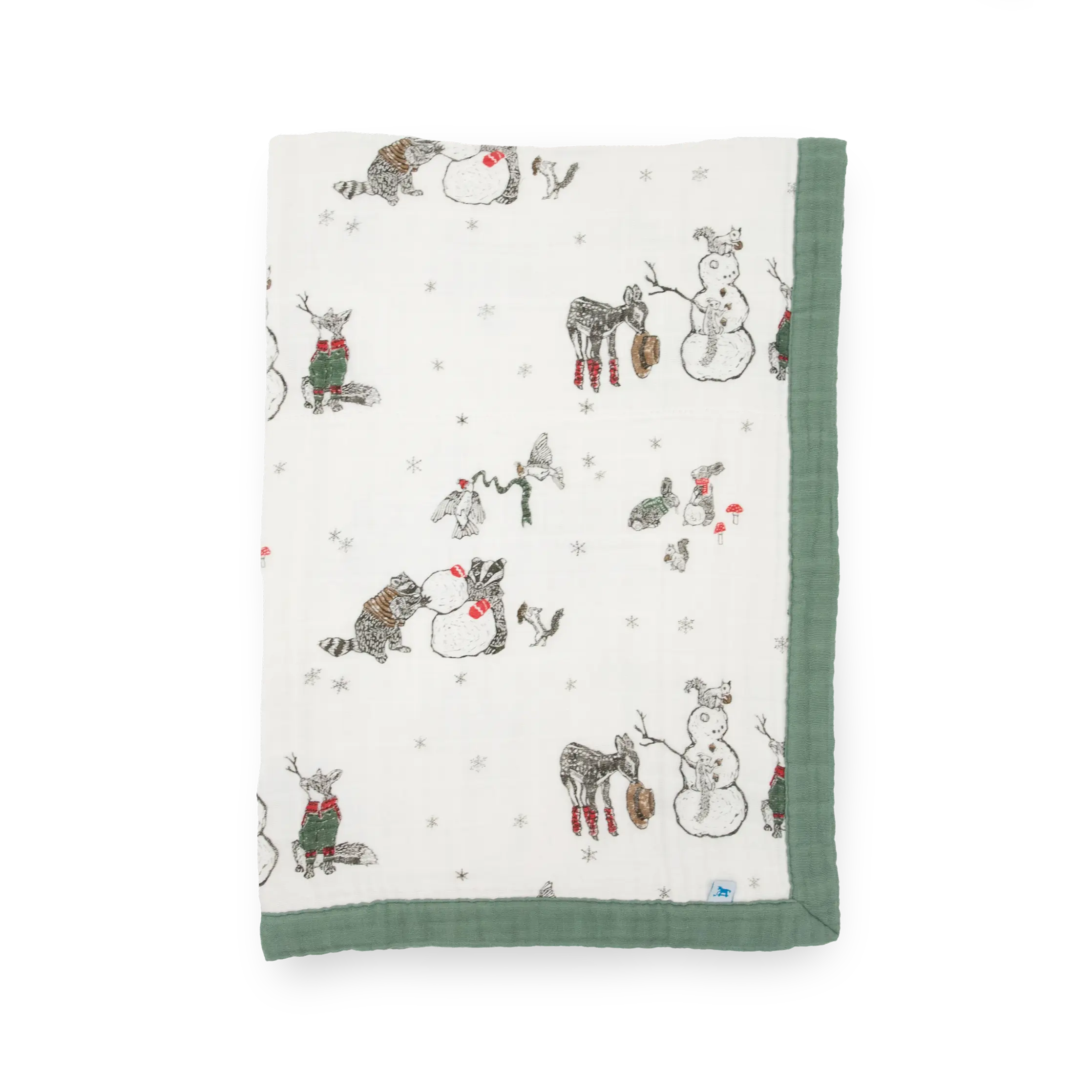 Cotton Muslin Baby Quilt, Cozy Bedding for Snow Day Themed Nursery Use
