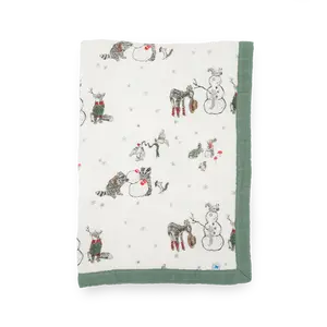 Cotton Muslin Baby Quilt - Snow Day