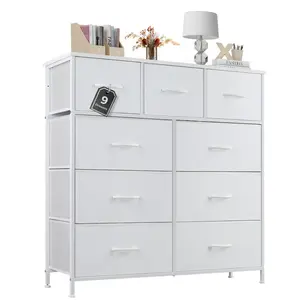 9 Drawers Dresser for Bedroom, Storage Drawers, Fabric Storage Tower  Chest of Drawers with Fabric Bins, Sturdy Metal Frame