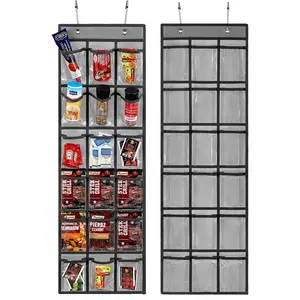 2 Pack Over the Door Pantry Organizer Hanging Seasoning Packet Storage Wall Mount Spice Holder for Kitchen Snack Food Tea Bag (Grey)
