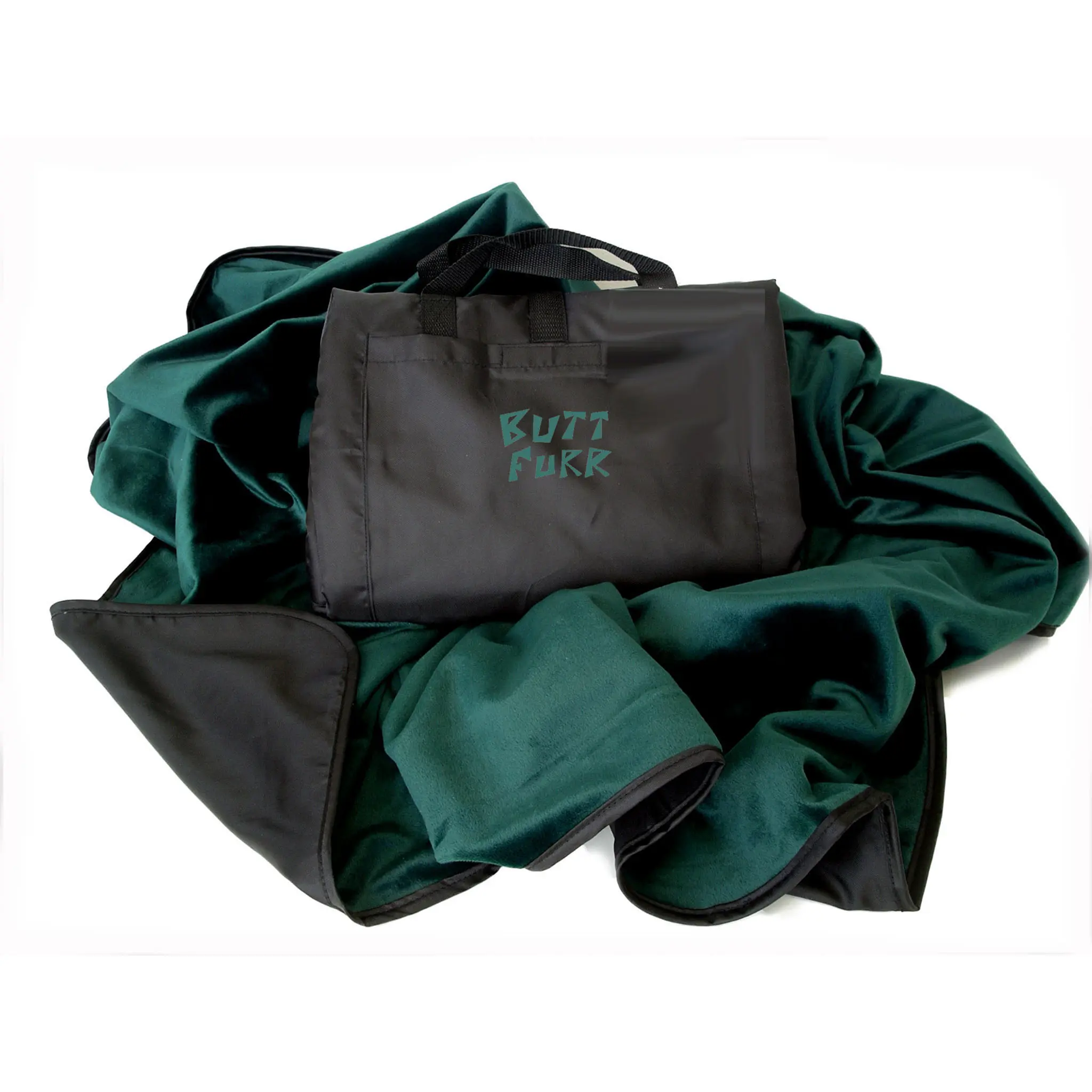 Forest Green Microfurr Waterproof Blanket - Double-Thick Nylon Oxford, Functional, Machine-Washable, Portable Bedding Throw for Camping, Outdoor Events, RV/Boat/Car Emergencies, Convenient