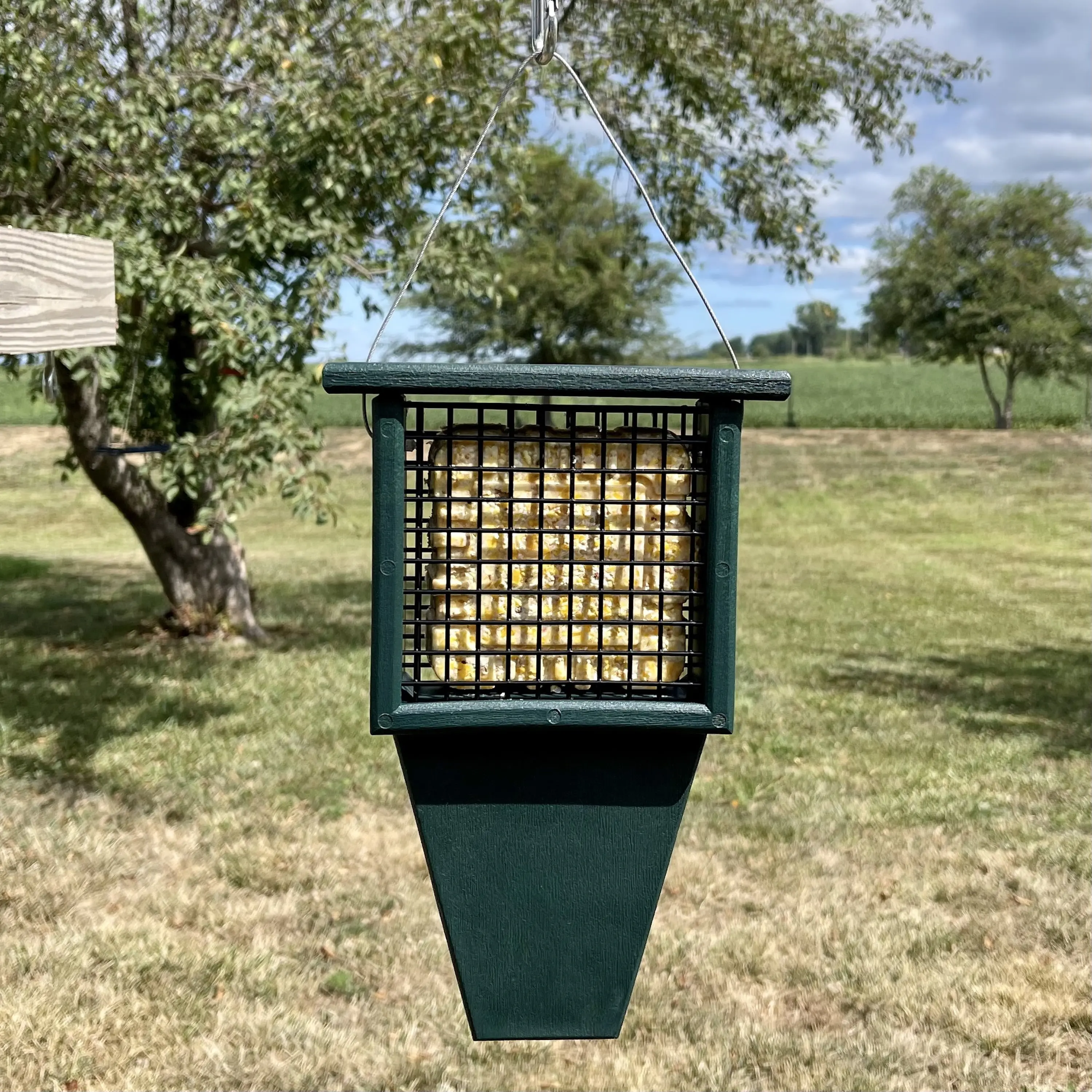 Recycled with Tail Prop Suet Feeder Green